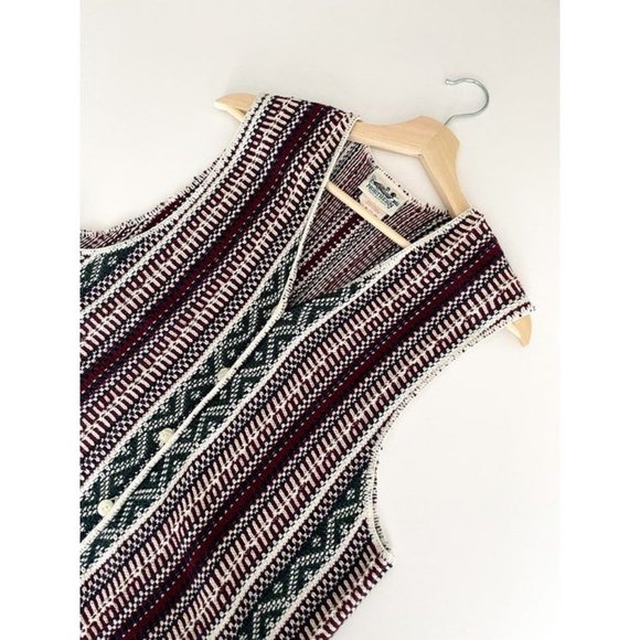 Vintage Northern Reflections Knit Sweater Vest | Bohemian Nordic Peruvian Vest - Picture 10 of 10
